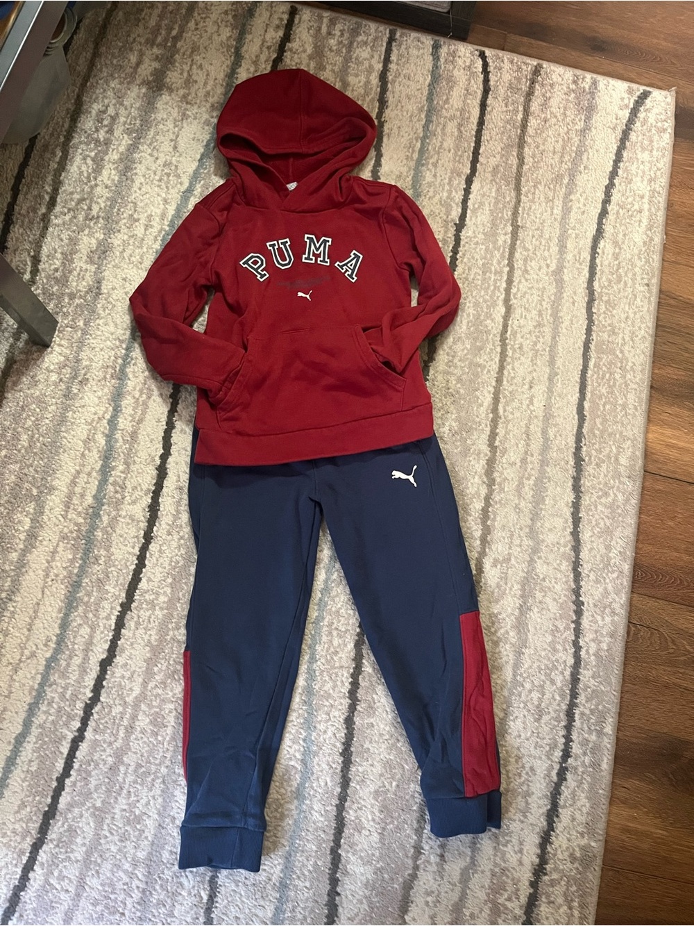 Puma navy and maroon sweat suit, size 7